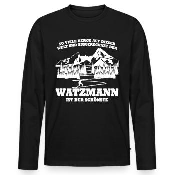 Watzmann Wanderung Berg Watzmannmassiv - Männer Premium Bio Langarmshirt - Schwarz - Vorne - Nico (187cm)