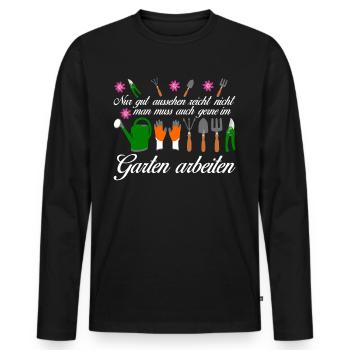 Garten Galabau Galabauer Gärtner - Männer Premium Bio Langarmshirt - Schwarz - Vorne - Nico (187cm)