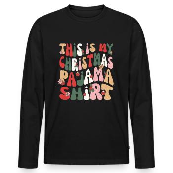 Groovy Noël Chemise Pyjama Hippie Noël - T-shirt manches longues Premium bio Homme - noir - Devant - Nico (187cm)