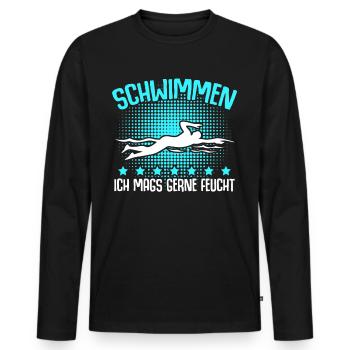 Schwimmen Schwimmer Schwimmtrainer - Männer Premium Bio Langarmshirt - Schwarz - Vorne - Nico (187cm)