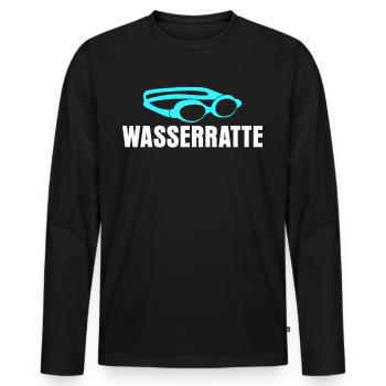 Schwimmen Wasserratte Schwimmer - Männer Premium Bio Langarmshirt - Schwarz - Vorne - Nico (187cm)