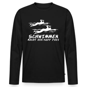 Schwimmtrainer Schwimmen Schwimmer - Männer Premium Bio Langarmshirt - Schwarz - Vorne - Nico (187cm)