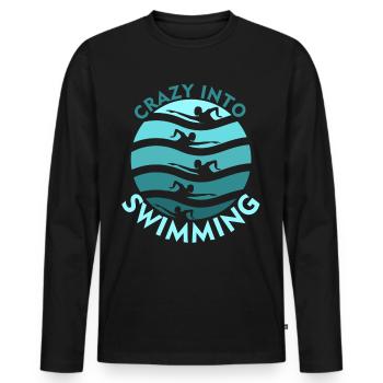 Schwimmer Schwimmtrainer Schwimmen - Männer Premium Bio Langarmshirt - Schwarz - Vorne - Nico (187cm)