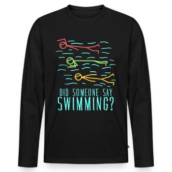 Schwimmer Schwimmtrainer Schwimmbad - Männer Premium Bio Langarmshirt - Schwarz - Vorne - Nico (187cm)