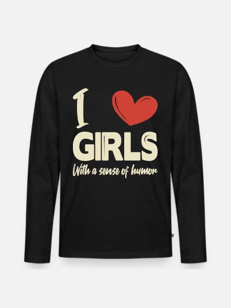 J’aime les filles - T-shirt manches longues Premium bio Homme - noir