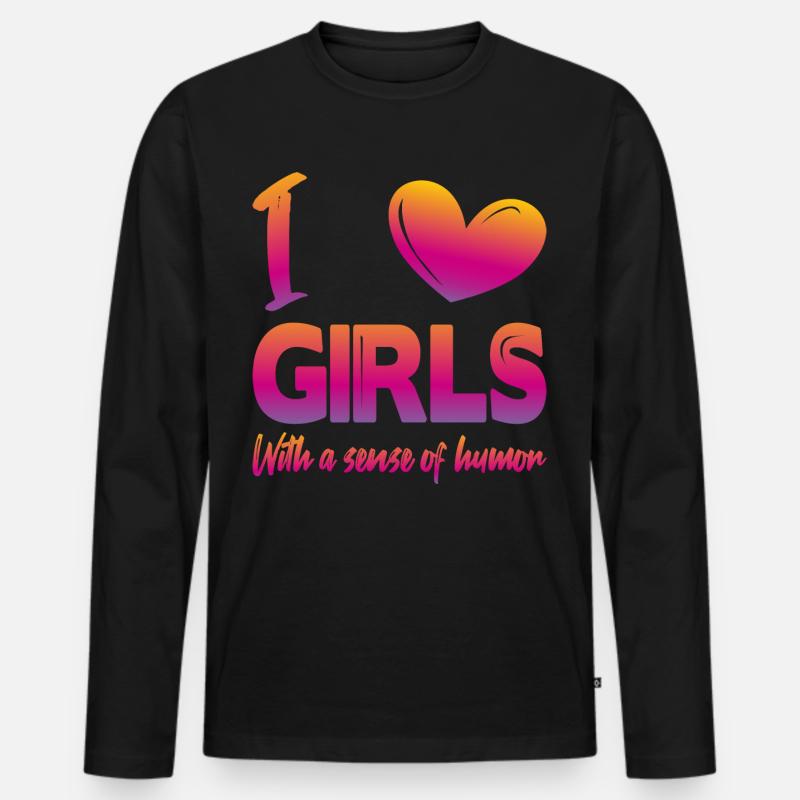 Ich liebe Mädchen - Männer Premium Bio Langarmshirt - Schwarz