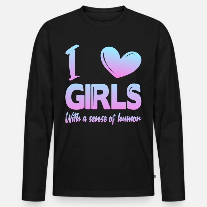 Ich liebe Mädchen - Männer Premium Bio Langarmshirt - Schwarz