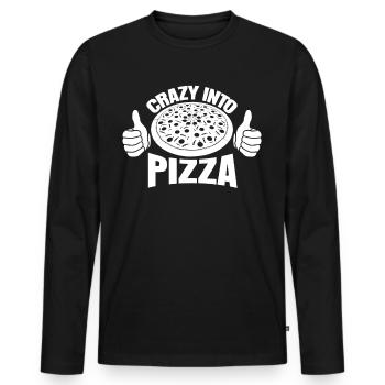 Pizza Baker Crazy dans Pizza Pizzaria - T-shirt manches longues Premium bio Homme - noir - Devant - Nico (187cm)