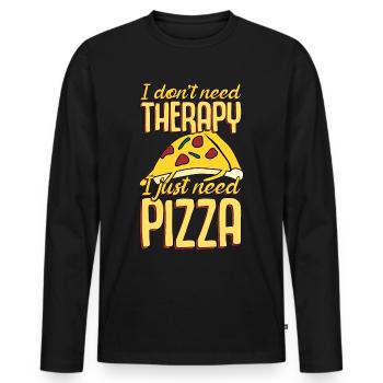 Pizza Pizza Baker drôle de pizzaria - T-shirt manches longues Premium bio Homme - noir - Devant - Nico (187cm)