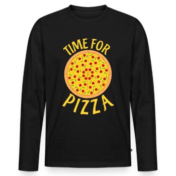 Pizza Time Pizza Baker Pizzaria - T-shirt manches longues Premium bio Homme - noir - Devant - Nico (187cm)