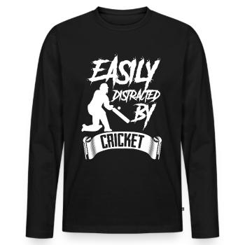 Cricket Cricketers Balle de cricket - T-shirt manches longues Premium bio Homme - noir - Devant - Nico (187cm)