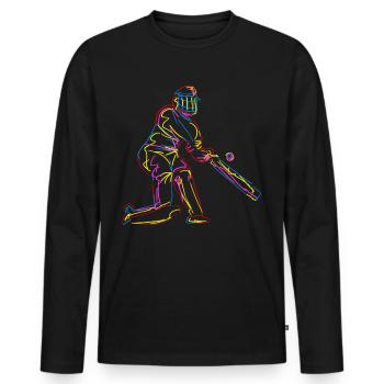 Cricket Sport Cricketers Cricket Ball - T-shirt manches longues Premium bio Homme - noir - Devant - Nico (187cm)