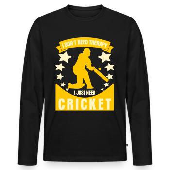 Thérapie de cricket Battes de cricket - T-shirt manches longues Premium bio Homme - noir - Devant - Nico (187cm)