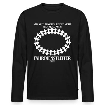 Fahrdienstleiter Züge Witz Zugführer - Männer Premium Bio Langarmshirt - Schwarz - Vorne - Nico (187cm)