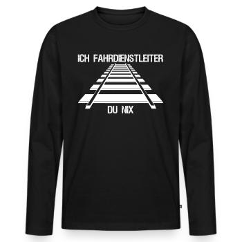 Fahrdienstleiter Züge Spruch Zugführer - Männer Premium Bio Langarmshirt - Schwarz - Vorne - Nico (187cm)