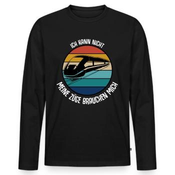 Fahrdienstleiter Spruch Züge Zugführer - Männer Premium Bio Langarmshirt - Schwarz - Vorne - Nico (187cm)
