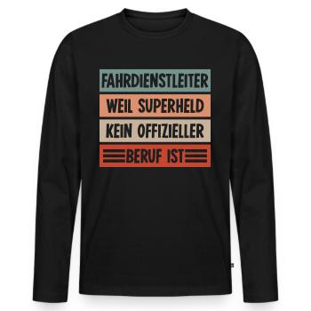 Fahrdienstleiter Superheld Zugführer - Männer Premium Bio Langarmshirt - Schwarz - Vorne - Nico (187cm)
