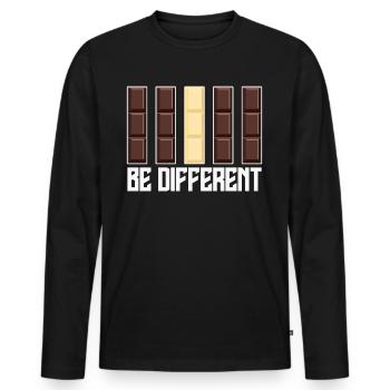 Chocolat Soyez différent Chocolat - T-shirt manches longues Premium bio Homme - noir - Devant - Nico (187cm)