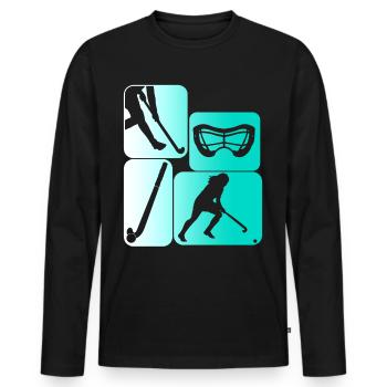 Joueurs de hockey sur gazon - T-shirt manches longues Premium bio Homme - noir - Devant - Nico (187cm)