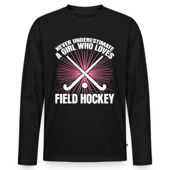 Field hockey players - Men's Premium Organic Long Sleeve Shirt - black - Front - Nico (187cm)