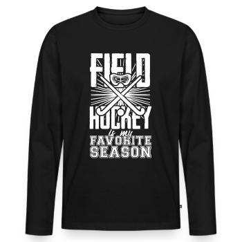 Field Hockey Player - Men's Premium Organic Long Sleeve Shirt - black - Front - Nico (187cm)