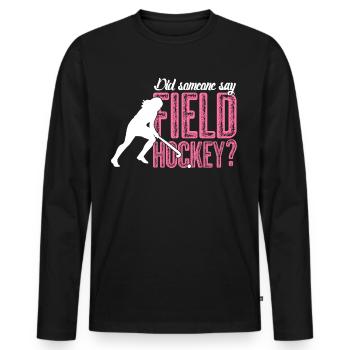 Joueuse de hockey sur gazon - T-shirt manches longues Premium bio Homme - noir - Devant - Nico (187cm)