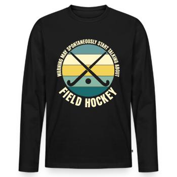 Bâton de hockey sur gazon rétro - T-shirt manches longues Premium bio Homme - noir - Devant - Nico (187cm)