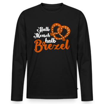 Brezel Witz Brezeln - Männer Premium Bio Langarmshirt - Schwarz - Vorne - Nico (187cm)