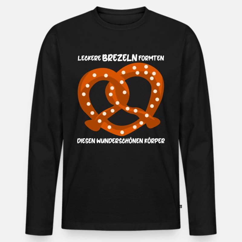 Brezeln Witz Bretzel - Männer Premium Bio Langarmshirt - Schwarz