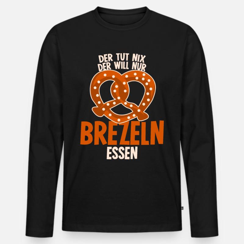 Brezeln essen Bretzel - Männer Premium Bio Langarmshirt - Schwarz