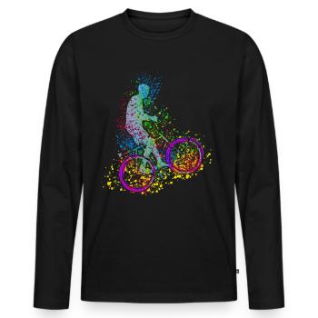 Cyclistes - T-shirt manches longues Premium bio Homme - noir - Devant - Nico (187cm)