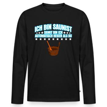 Sauna Saunisten Heißer Saunist Saunieren - Männer Premium Bio Langarmshirt - Schwarz - Vorne - Nico (187cm)
