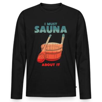 Sauna Jogue Sauna Sauna Saunistes - T-shirt manches longues Premium bio Homme - noir - Devant - Nico (187cm)