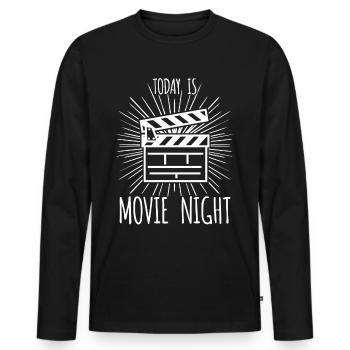 Kino Filmabend Heimkino Kinofilme Filme - Männer Premium Bio Langarmshirt - Schwarz - Vorne - Nico (187cm)