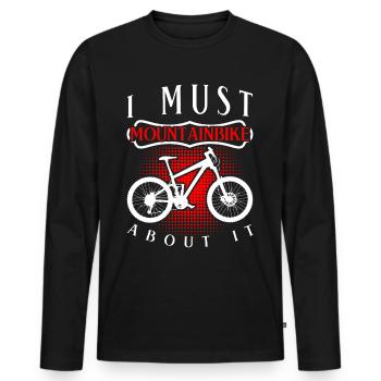 Mountain Bike Mountain Biker MTB - Men's Premium Organic Long Sleeve Shirt - black - Front - Nico (187cm)