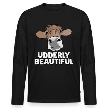 Cow Farmer Farm Cows - Men's Premium Organic Long Sleeve Shirt - black - Front - Nico (187cm)