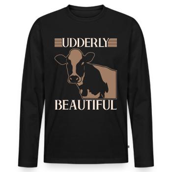 Kuh Bauer Kalb Bauernhof Kühe - Männer Premium Bio Langarmshirt - Schwarz - Vorne - Nico (187cm)
