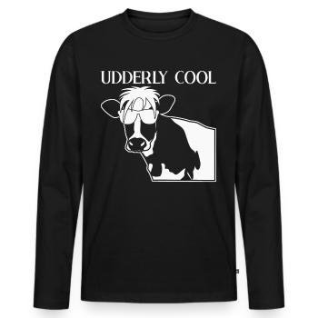 Cow Farmer Ferme Veau Veau Vaches - T-shirt manches longues Premium bio Homme - noir - Devant - Nico (187cm)