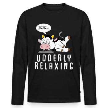 Vache Éleveur Veau endormi Veaux Vaches - T-shirt manches longues Premium bio Homme - noir - Devant - Nico (187cm)