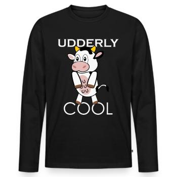 Vache Élevage Veau Veau Vaches - T-shirt manches longues Premium bio Homme - noir - Devant - Nico (187cm)