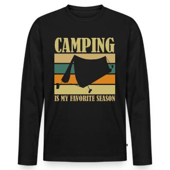 Camping Saison Camping Tente extérieure - T-shirt manches longues Premium bio Homme - noir - Devant - Nico (187cm)