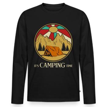 Camping Camping Tente extérieure Trekking - T-shirt manches longues Premium bio Homme - noir - Devant - Nico (187cm)