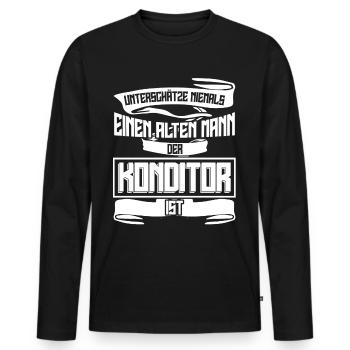 Konditor Zuckerbäcker Konditorei - Männer Premium Bio Langarmshirt - Schwarz - Vorne - Nico (187cm)