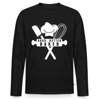 Boulangerie Baker Boulangerie - T-shirt manches longues Premium bio Homme - noir - Devant - Nico (187cm)