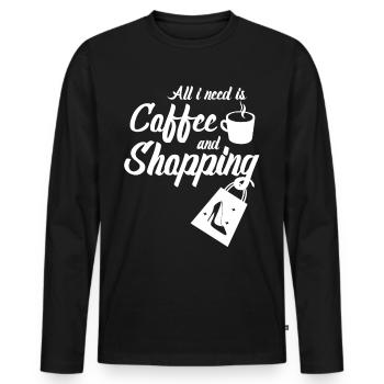 Shopping Einkaufen - Men's Premium Organic Long Sleeve Shirt - black - Front - Nico (187cm)