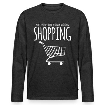 Shopping Panier Shopping - T-shirt manches longues Premium bio Homme - anthracite chiné - Devant - Nico (187cm)