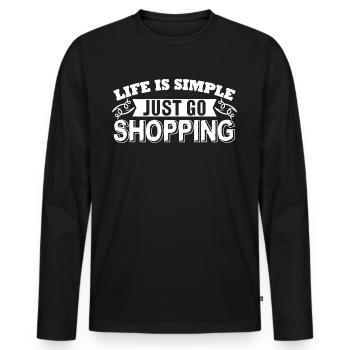 Go Shopping - Men's Premium Organic Long Sleeve Shirt - black - Front - Nico (187cm)