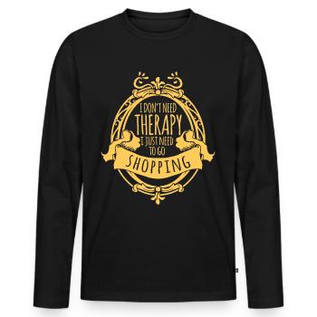 Shopping Therapy - Men's Premium Organic Long Sleeve Shirt - black - Front - Nico (187cm)
