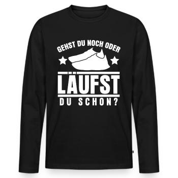 Laufen Marathon Jogging Laufschuhe - Männer Premium Bio Langarmshirt - Schwarz - Vorne - Nico (187cm)