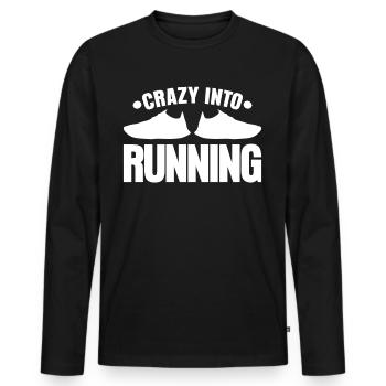 Marathon Jogging Laufschuhe Laufen - Männer Premium Bio Langarmshirt - Schwarz - Vorne - Nico (187cm)